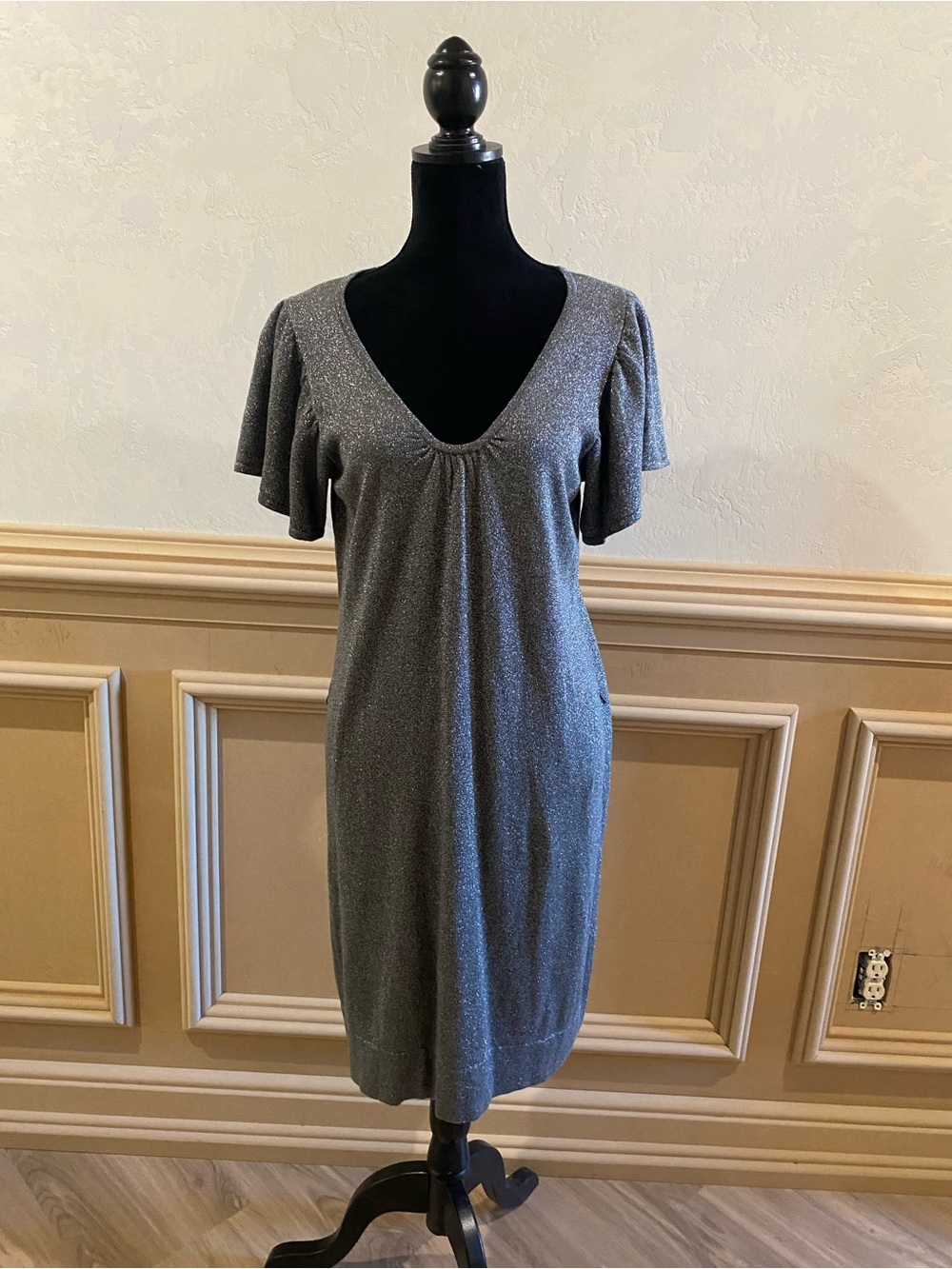 Metallic Sparkly DISCO dress with Flutter sleeves